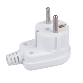 Maclean MCE330 Earthing Contact Plug Uni-Schuko Angle Plug with Earthing Unischuko Uni Schuko Plug 16A 250V Plastic White