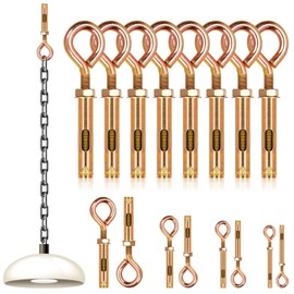 Wokape 8 Pieces Closed Hook Bolts Wall Concrete Brick Expansion Screws Zinc-Plated Metal Anchor Bolt Hooks Hex Bolt Sleeve Eye Pull Screw Swing Hooks (M10)
