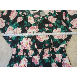 On 34th Plus Size Elbow-Sleeve Tiered Maxi Dress,  Deep BlK COMBO SZ-3X