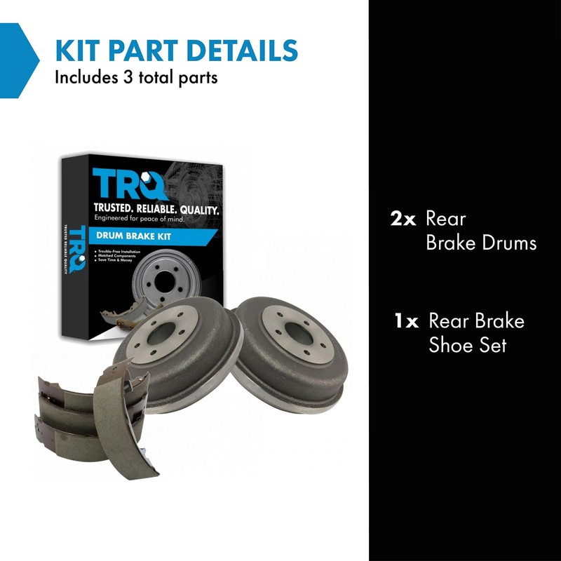TRQ Rear Brake Shoe & Drum Kit Set Compatible with