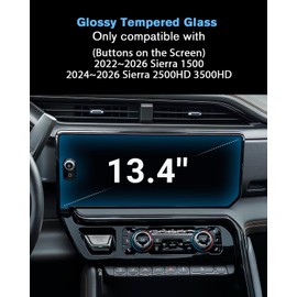 WEIPIN For Glossy Tempered Glass 2022 2023 2024 2025 2026 GMC Sierra 1500 & 2024 2025 2026 Sierra 2500 3500 13.4 Inch (Buttons on the screen) Touchscreen Screen Protector