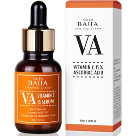 Cos De BAHA Suero Facial Vitamina C 15% 30ml – Con Arbutina, Ácido Hialurónico y Vitamina B5, Ilumina y Reduce Manchas Oscuras