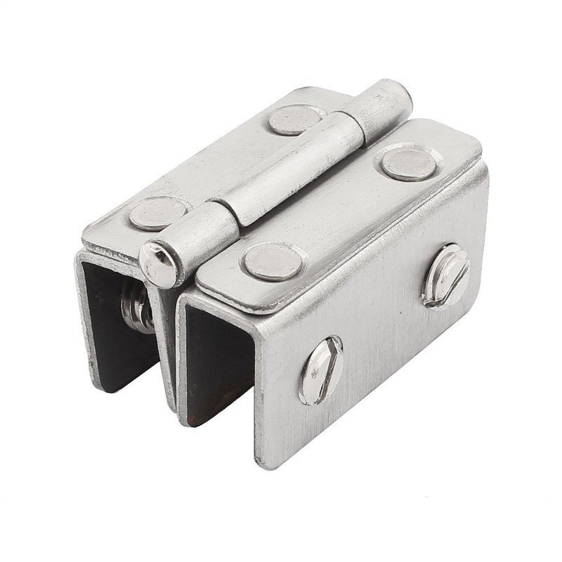 sourcingmap Shower Glass Door Adjustable Double Clamp Hinge Silver Tone