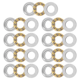 sourcing map F5-10M Thrust Ball Bearing 5mm x 10mm x 4mm Brass with Washers ABEC1 9pcs