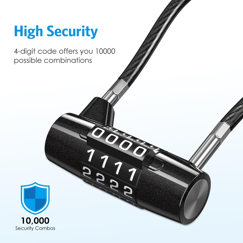 AMIR Long Shackle Combination Lock, 4 Digit Combination Padlock with