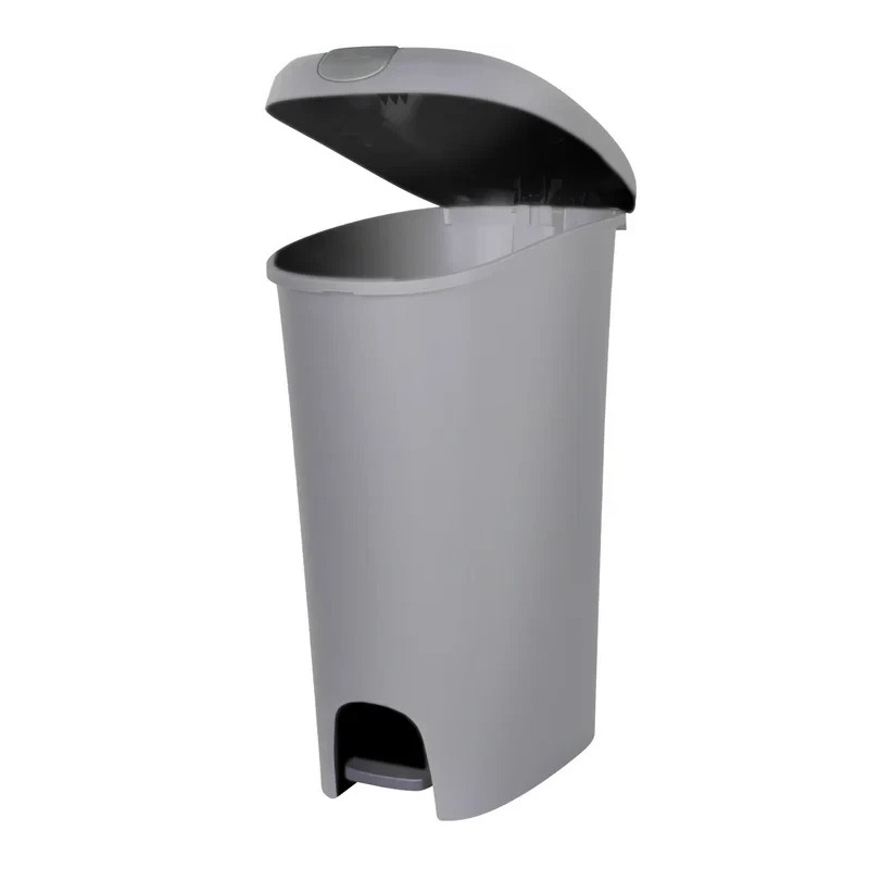 Hefty 12 Gallon Trash Can, Plastic Slim Lockable Step On