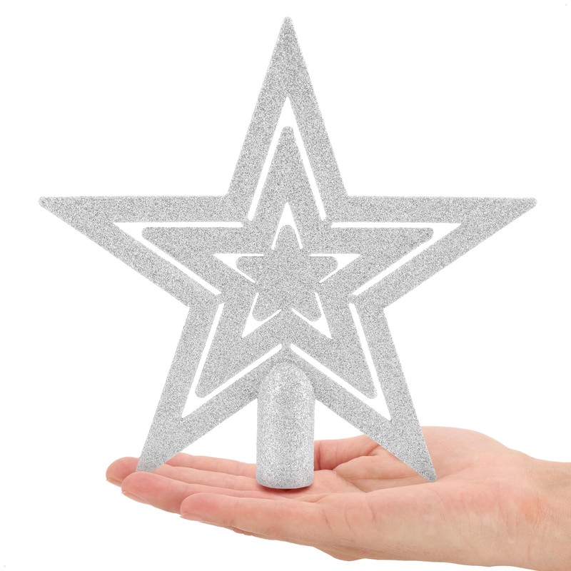 com-four® Weihnachtsbaumspitze Glitzer-Stern - Stern-Spitze für Weihnachtsbaum - Christbaumspitze für