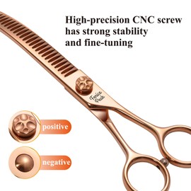 Fenice Peak Professional Dog Grooming Scissors Pet Curved Chunker Shears 7.0'' Extremely Sharp Blades 440C Steel Thinning Scissors Durable Smooth Motion & Fine Cut for Dogs and Cats