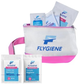 FLYGINE Travel Essentials Kit for Women, 24-Piece Set, TSA-Approved with Wipes and Canvas Case