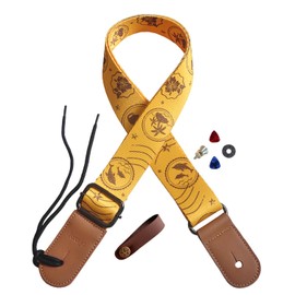 Farcaya Ukulele Strap Hawaii Style Soprano Concert Tenor Baritone Uke Music Instrument Accessories Neck Tie Lock Button (Yellow Beach)