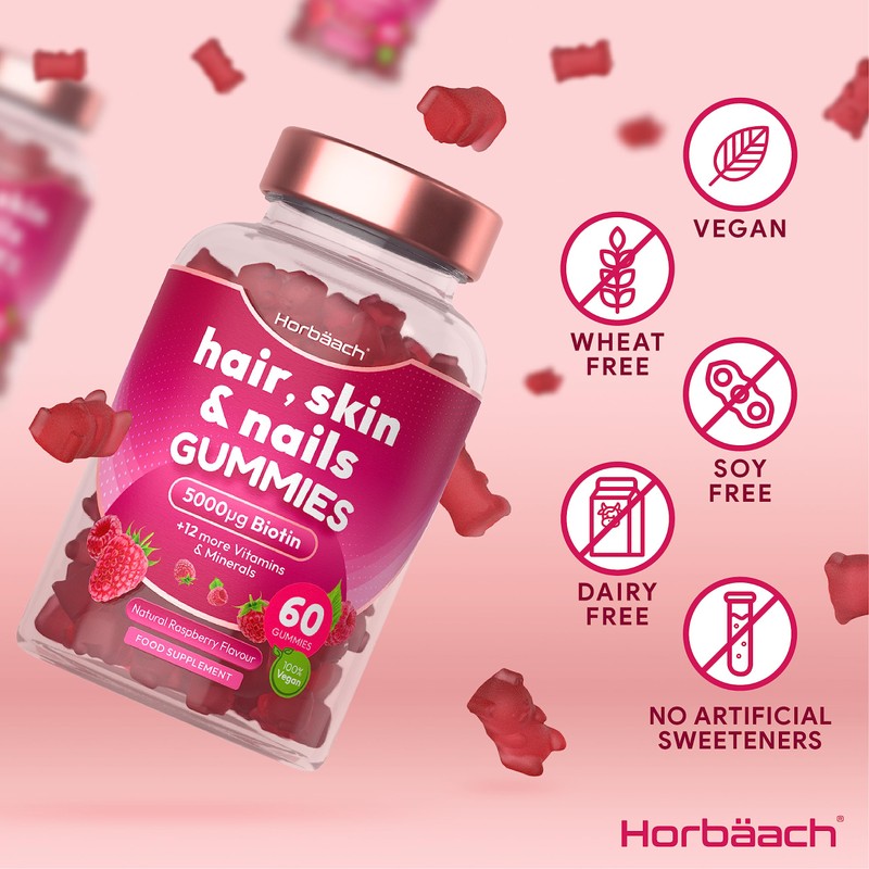 Hair Skin and Nails Vitamins | 5000µg Biotin, Zinc, Vitamin