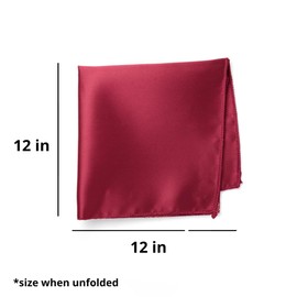 tiemart Solid Color Crimson Red Pocket Squares for Men for Suits and Perfect for Wedding Parties Measures 12 x 12 inch / 30 x 30 cm