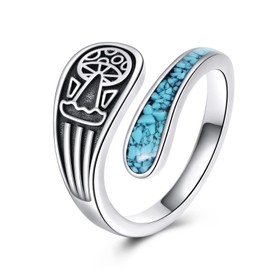 URONE Mushroom Spoon Ring Silver 925 Mushroom Ring Open Adjustable Mushroom Jewellery Gifts, No Gemstone