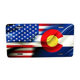 DIGIART INTERNATIONAL COLORADO STATE FLAG AMERICAN FLAG METAL CAR LICENSE PLATE.