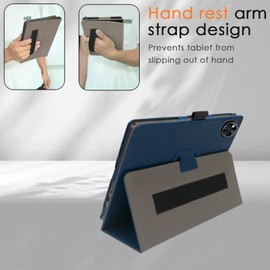 XLTTONG for DOOGEE U11 Case 11 Inch,Full Coverage PU Leather Cover Case Folding Stand with Hand Strap Cover for DOOGEE U11 Pro (Dark Blue)