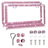 MAYEHAY Pink License Plate Frame 2 Packs Bling License Plate