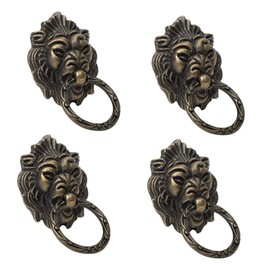 jojofuny Vintage Lion Head Design Cabinet Handles 4pcs Pull Handle Replacement for Barn Door Drawer Pulls