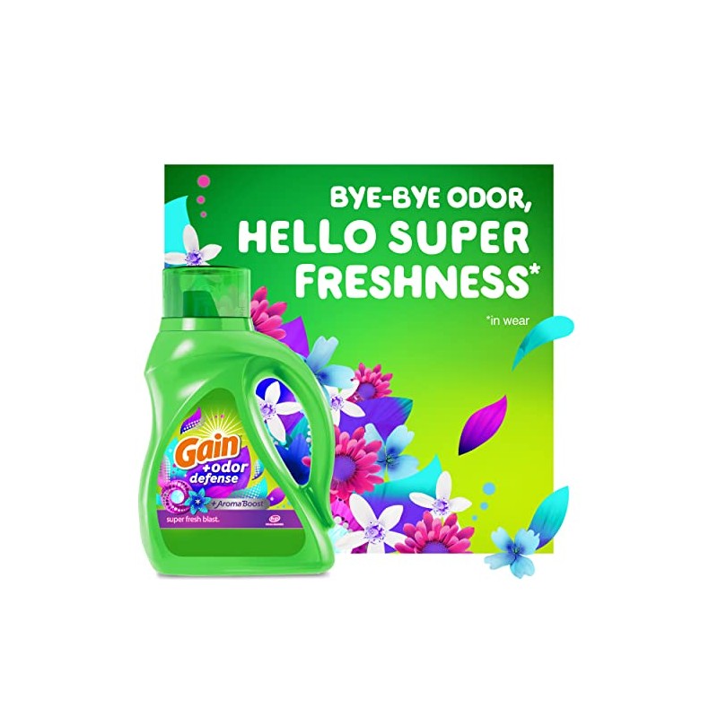 Gain + Odor Defense Liquid Laundry Detergent Super Fresh Blast
