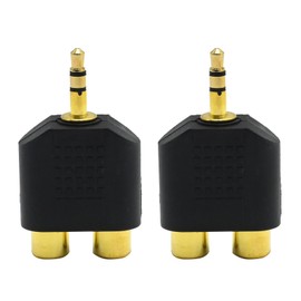 CADUFUELLY 2 Pcs 3.5mm Stereo TRS Male to Replacement for Female Audio Y Splitter Adapter Gold Plated Adapter