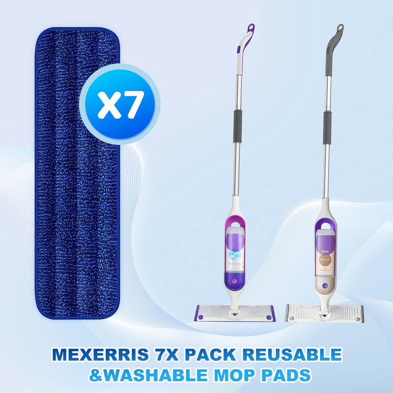 7 Count Reusable Microfiber Mop Pads for Swiffer PowerMop- MEXERRIS