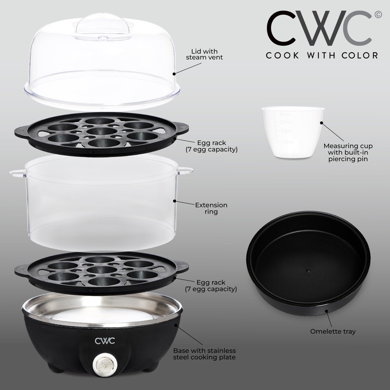 COOK WITH COLOR 350W Electric Double Layer Egg Cooker -