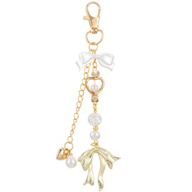 Tyqour Bow Keychain Purse Charms for Handbags Gold Cute Aesthetic Bag Charms