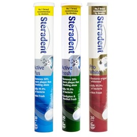 Denture Cleaning Tablets – Active Plus, Active Fresh & Pro White – Deep Clean, Removes Stains, Freshens, Daily Use – 90 Tablets (3 x 30)