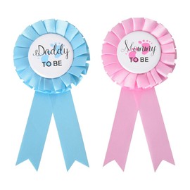 Guqqeuc Daddy Mommy to Be Tinplate Badge Pin for Baby Shower Button Pins New Mom Dad Gifts Gender Reveal Party Favors Baby Shower Button for New Mother Father 2pcs, Small