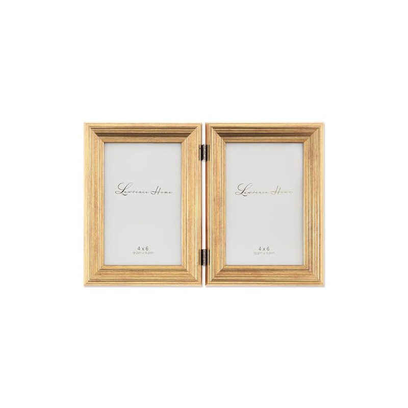 Lawrence Frames 4x6 Hinged Double Sutter Burnished Gold Picture Frame