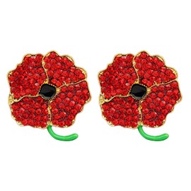 weijin 2 Metal Poppy Brooches, Red Crystal Diamond Lapel Pin, Let Us Not Forget The Veterans Day Memorial Day Brooch