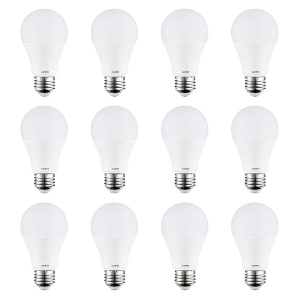 Sunlite 41145-SU LED A19 Super Bright Light Bulb, Non-Dimmable 14 (100 Watt Equivalent), 1500 Lumens, Medium (E26) Base, UL Listed, 12 Pack 30K - Warm White