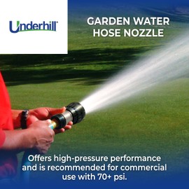 Underhill Garden Water Hose Nozzle, Sprayer, Jet Attachment, Heavy-Duty Metal and Rubber, Adjustable, Magnum UltraMAX Premium PRO Series-Full Throttle 1", NG600-SFH-10, High Flow, Single Variable Flow