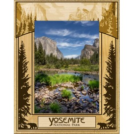 Saddle Mountain Souvenir Yosemite National Park Laser Engraved Wood Picture Frame Portrait (5 x 7)