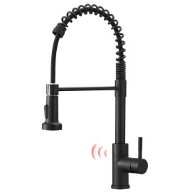 Matte Black Touchless Kitchen Faucet with Pull Down Sprayer, Motion Sensor Smart Hands-free Activated Single Handle Spring 1 PcsColor: IS1252-33BG-1D, Surface Finishing: Matte Black