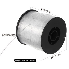 UKCOCO Clear Fishing Line:200M Angelschnur Monofile mit 60 Aluminium Crimphülsen - 0.8mm Durchsichtige Schnur Zum Aufhängen für Angel Schmuck DIY Crafting Basteln