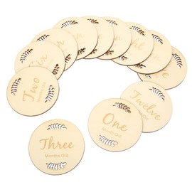 SAFIGLE 1 Set Milestones of The Month Wood Slices for Baby Shower Printable Milestone Cards Baby Age Monthly Photography Props Baby Announcement Sign Newborn Baby Room Growth Card Wooden