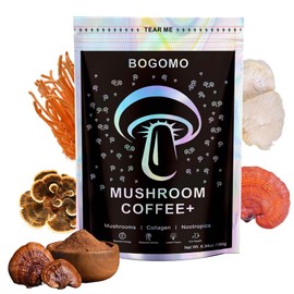Organic Mushroom Coffee, Instant Mushroom Coffee with Grass-Fed Collagen, Chaga, Lions Mane & L-Theanine for Better Focus, Energy, Digestion and Immunity 30 Servings (One Pack)