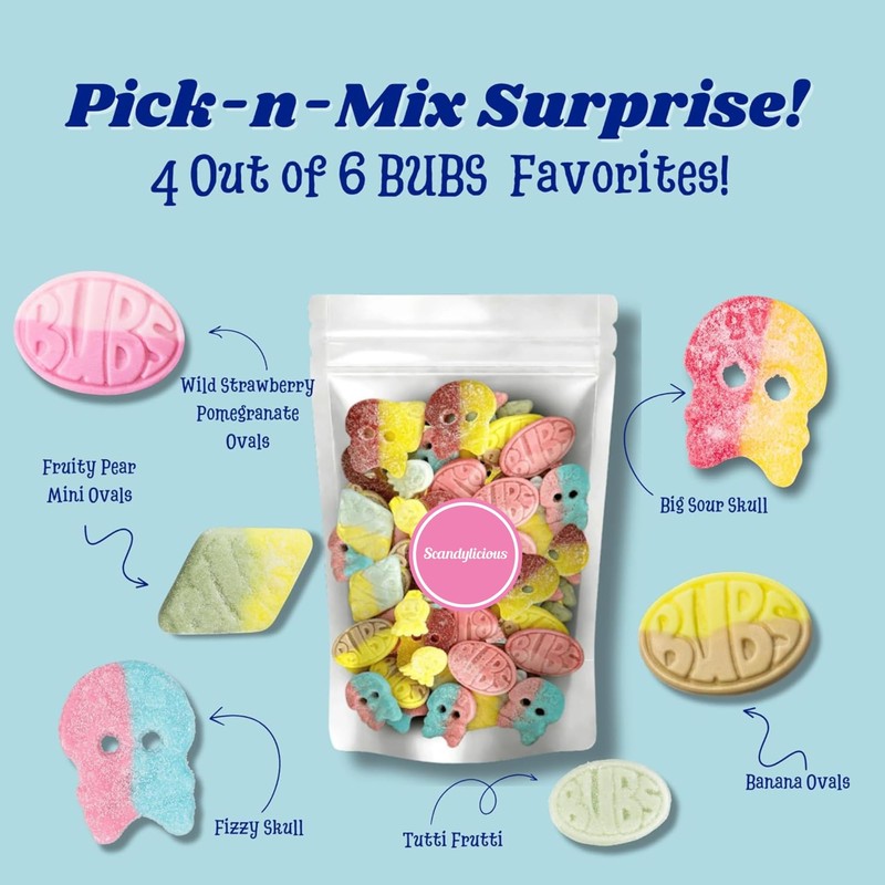 Bubs Swedish Candy Mix - Big Ovals, Skulls, and More