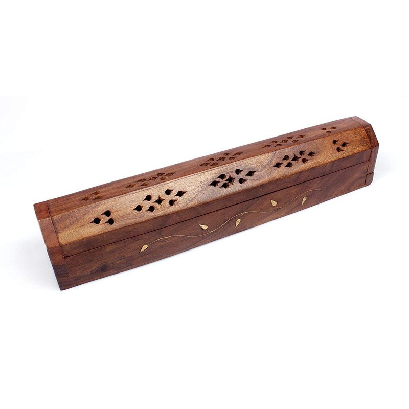 Luxflair Beautiful handmade from sheesham-wood box for incense sticks and