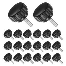 CoCud Thumb Screw Knurled Knobs, M5 x 15mm Male Thread, Black Round Head Clamping Screw Threaded Stud Hand Knobs Grip, (Applications: for Machinery Lathes), 20-Pieces