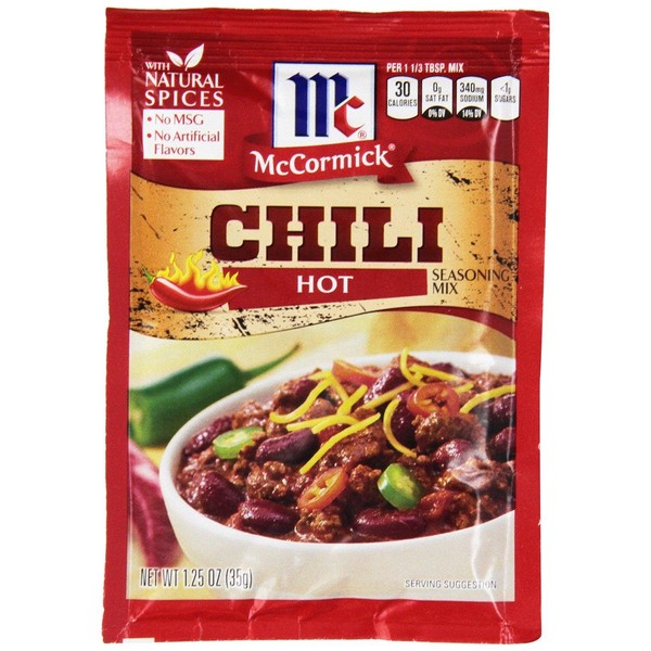 McCormick HOT Chili Seasoning Mix (Pack of 2) 1.25 oz Packets
