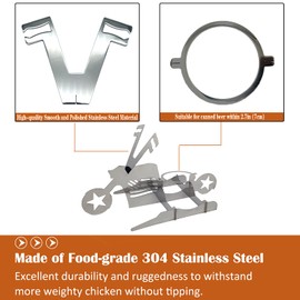 LAUTO Beer Can Chicken Holder for Grill, Polished Stainless Steel Beer Chicken Grill Rack,Motorcycle Portable Beer Chicken Stand for Outdoor BBQ (Star)
