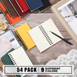 Jutom 54 Pcs Spiral Memo Pads 5 x 3'' Small Pocket Spiral Journal Notepad Ruled Notebook Sketchbook Kraft Cover Notebooks, 120 Pages for Note Taking Business Office School (Multi Color)