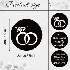 Laumoi 1000 Pcs Hugs and Kisses from The New Mr and Mrs Wedding Stickers, Chocolate Drops Labels Stickers Candy Stickers 0.75 Inch for Weddings Engagement Party Favors Decorations (Black,Classic)