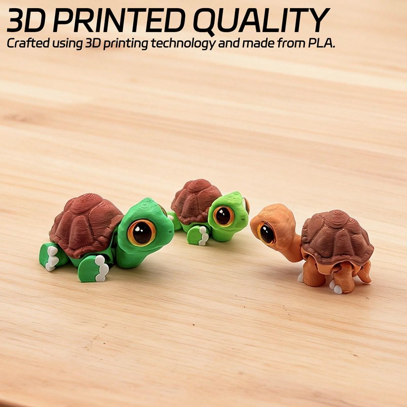 3 Pieces Mini Turtle Fridge Magnets with Articulated Movable Joints