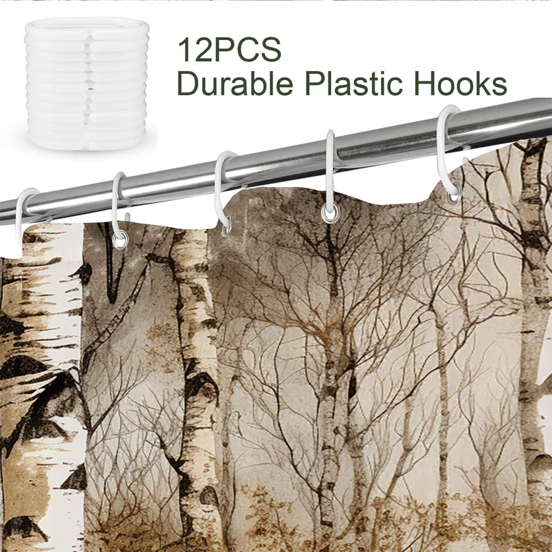 TheBlackSpot Birch Tree Shower Curtain Rustic Bath Curtains Decor Sets