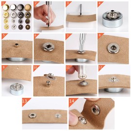 MIFOLEU 486PCS Snap Fasteners Kit, 12.5mm Heavy Duty Sewing Snaps, 304 Stainless Steel Button Snaps Press Studs with 4 Colors, 6 Professional Tools Leather Snap for Clothes, Thick Fabric, Bags