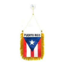 AZ FLAG Puerto Rico Mini Banner 6'' x 4'' - Puerto Rican Pennant 15 x 10 cm - Mini Banners 4x6 inch Suction Cup Hanger