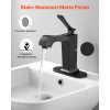 Matte Black Single Handle Kitchen Faucet with Push-Button Drain Easy-to-Use