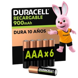 Duracell Duracell Aaa Pre-cargadas Con 900 Mah, Hasta 100 Recargas, Contiene 1 Paquete Con 6 Unidades, color, 6 count, pack of/paquete de